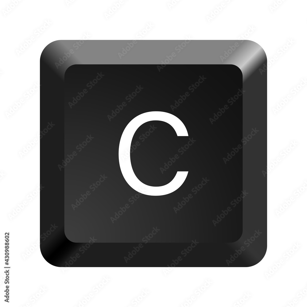 Fototapete Black computer keyboard key Letter C. Button icon vector illustration. 