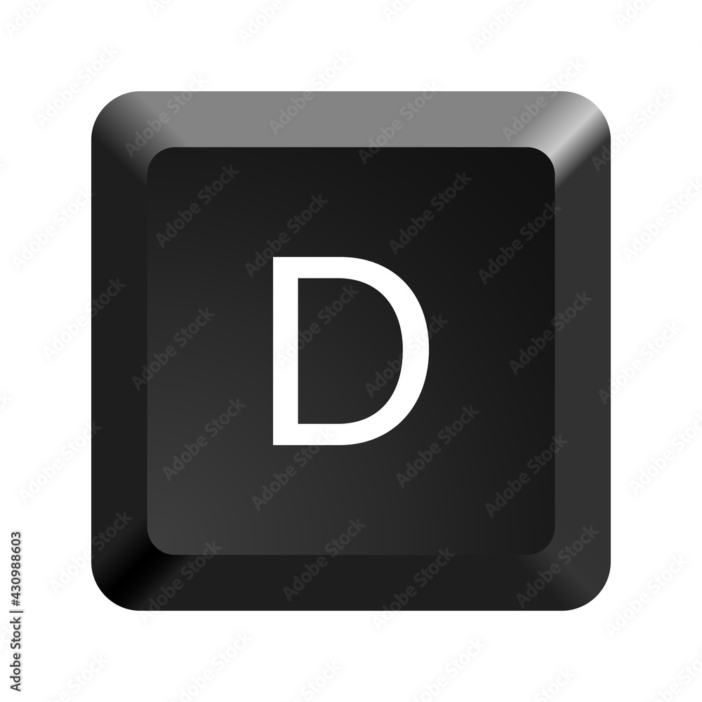 Poster black computer keyboard key letter d. button icon vector illustration.