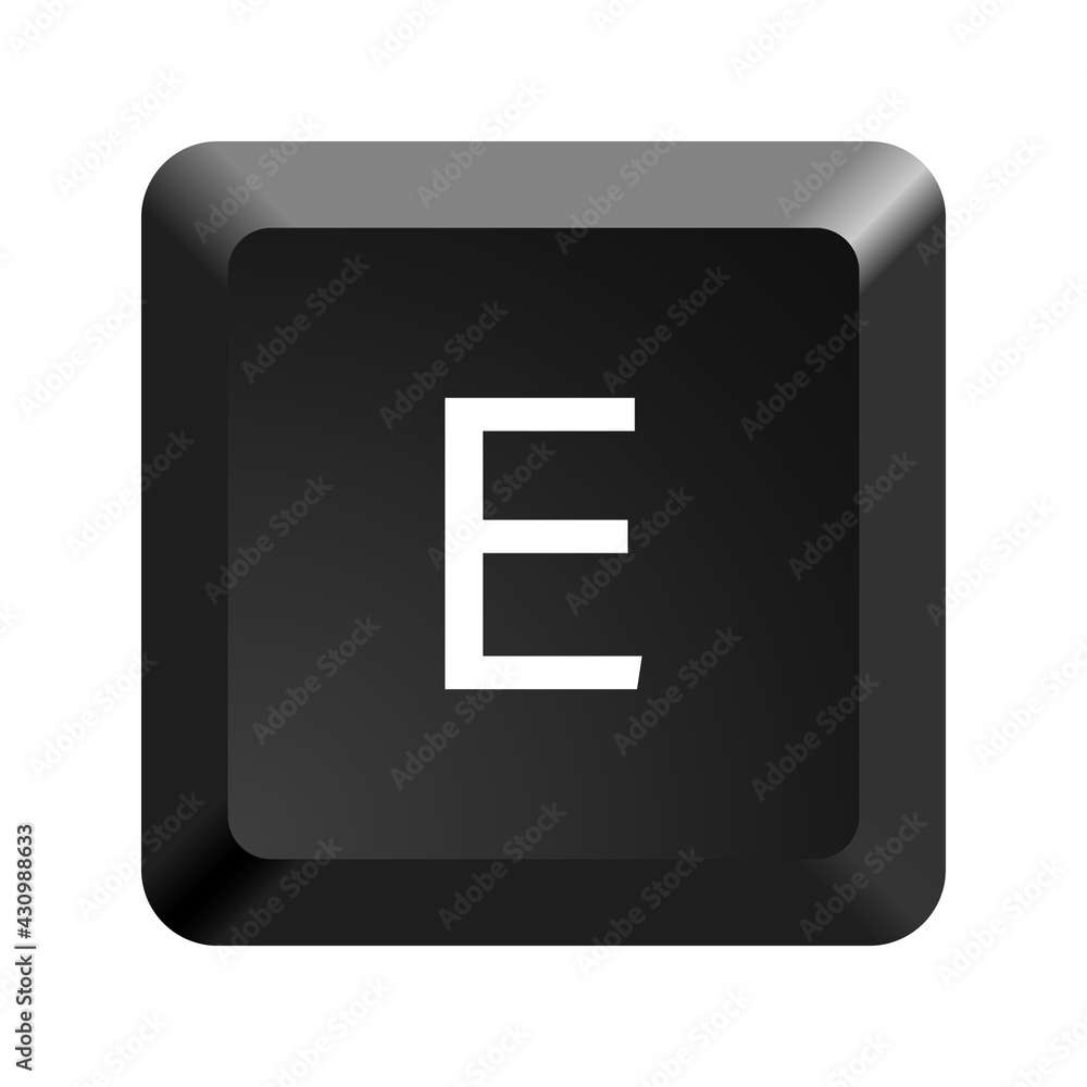 Fototapete black computer keyboard key letter e. button icon vector illustration.