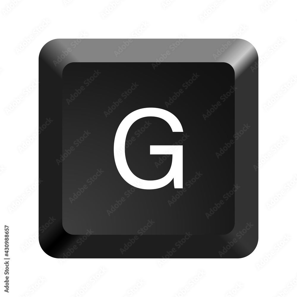 Poster black computer keyboard key letter g. button icon vector illustration.