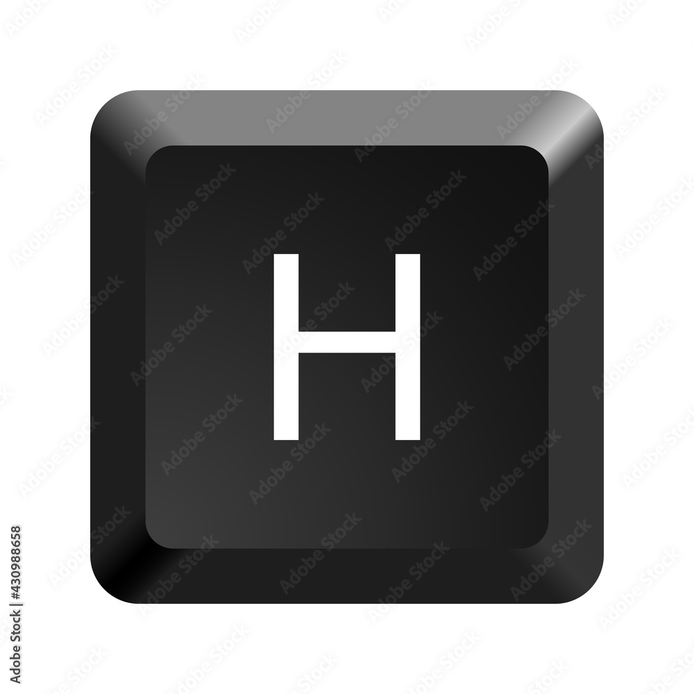 Poster black computer keyboard key letter h. button icon vector illustration.