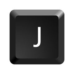 Black computer keyboard key Letter J. Button icon vector illustration. 