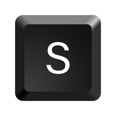 Black computer keyboard key Letter S. Button icon vector illustration. 