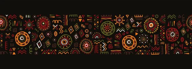 Foto op Aluminium Hand getekende abstracte naadloze patroon, etnische achtergrond, Afrikaanse stijl - geweldig voor textiel, banners, wallpapers, inwikkeling - vector design © TALVA