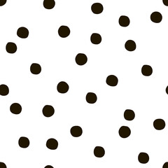 Quirky round shapes vector seamless pattern. Black white confetti festal party design. Hand drawn geometric abstract polka dots childish background