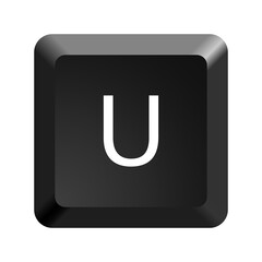 Black computer keyboard key Letter U. Button icon vector illustration. 