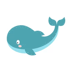 Fotobehang Walvis vectorillustratie met cartoon walvis geïsoleerd op wit