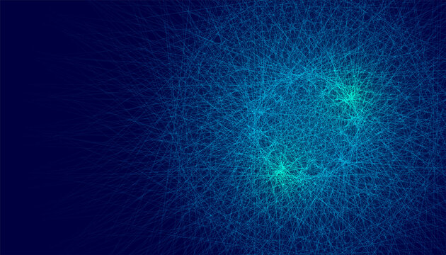 Fototapeta abstract chaotic blue glowing lines background