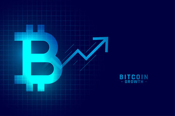 Obraz premium bitcoin growth graph chart in blue technology style