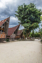 Fototapeta na wymiar Old Wooden House in Samosir Island North Sumatera