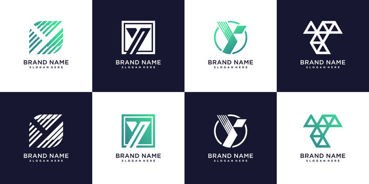 Set of Y logo collection with modern creative concept Premium Vector