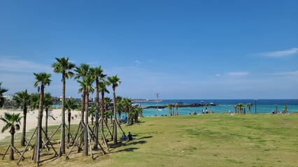 제주도의 푸른 하늘과 바다 Jeju Island's blue sky and sea