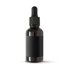 Serum bottle with black mockup label isolated 3d vector realistic illustration
