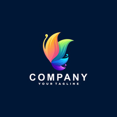 butterfly gradient color logo design