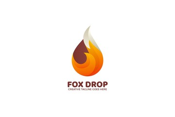 Fox Tail Fire Flame Gradient Logo Template