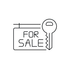 House sale announcement linear icon. Real estate. Thin line customizable illustration. Contour symbol. Vector isolated outline drawing. Editable stroke
