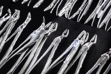 Equipment for the dental office. Dentist metal and Orthopedic instruments