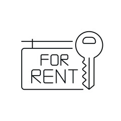 House rental ads linear icon. Real estate. Thin line customizable illustration. Contour symbol. Vector isolated outline drawing. Editable stroke