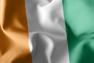 3D rendering illustration flag of Ivory Coast. Waving on the win