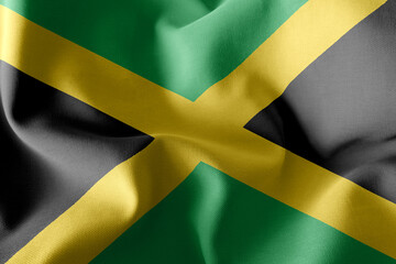 3D rendering illustration flag of Jamaica. Waving on the wind fl