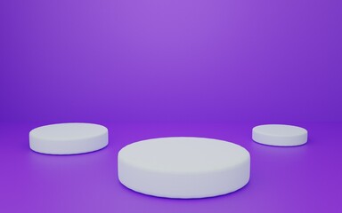 geometic podium Purple Color Design minimal illustration 3D rendering.