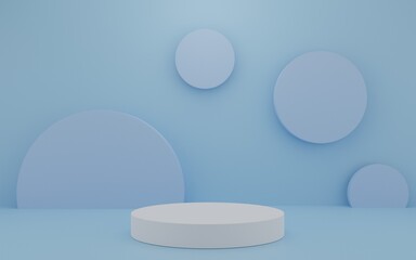 geometic podium Blue Color Design minimal illustration 3D rendering.