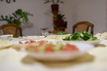Ready iftar food on table at home.