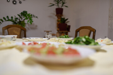 Ready iftar food on table at home.