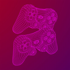 Game controller or gamepad for videogames. Wireframe low poly mesh vector illustration. © newb1