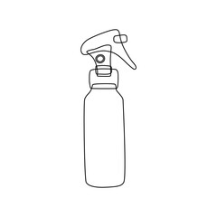 Hairdressing spray gun for hair. Black outline, sketch on a white background. Vector illustration for a design or icon