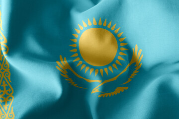 3D rendering illustration flag of Kazakhstan. Waving on the wind