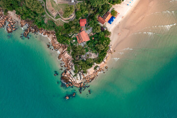 aerial image with drone from praia do forte in florianópolis Santa catarina Brazil in the fortress...