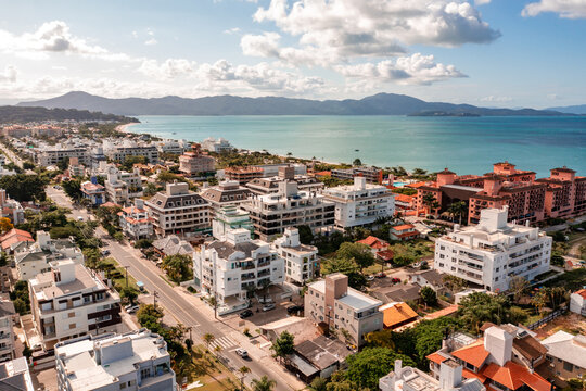aerial image with drone from the international jurere beach in florian&oacute;polis Santa Catarina Brazil