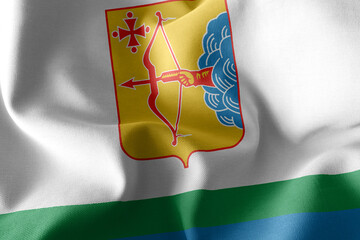 3D illustration flag of Kirov Oblast is a region of Russia.
