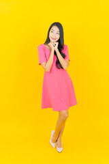 Portrait beautiful young asian woman smile with action