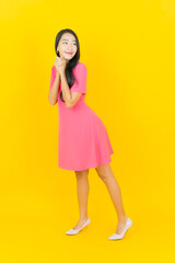 Portrait beautiful young asian woman smile with action