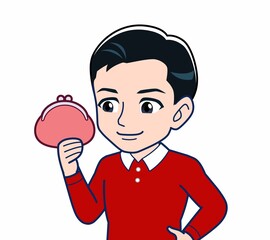 赤い服を着た若い男性