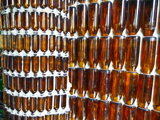 This is an amazing million bottles temple. The part of the building made with bottles, bottles in the temple about 1,500,000 bottles it's the best way to reuse the bottles again.