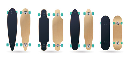 blank different type of longboard skateboard model vector © julied