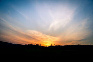 breathtaking sunset over the Black Forest in Germany