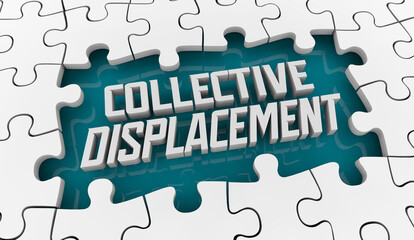 Collective Displacement Puzzle Change Customers Relocation Employees Moving 3d Illustration