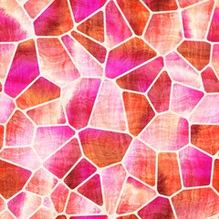 Seamless geo tile shape collage surface pattern. High quality illustration. Random chunks of color chaotically jumbled together inside voronoi jigsaw puzzle shapes. Ornate and detailed texture.