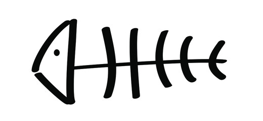 Cartoon fishbone print. Flat vector sea, ocean or water animal sign. Fish bone skeleton pictogram. drawing fish line pattern. fish icon