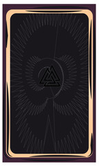 Tarot card back design. The valknut, Old Norse symbol, three interlocked triangles