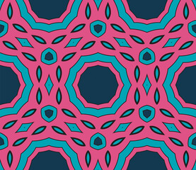 Abstract colorful doodle flower seamless pattern. Floral geometric background. Mosaic, tile of thin line ornament.