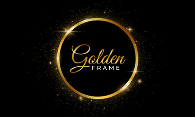 golden sparkling frame on black background