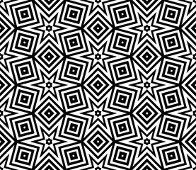 Abstract black and white halftone hexagon, triangle seamless pattern. Geo shape background. Mosaic, tile of thin line ornament.