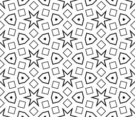 Abstract black and white halftone hexagon, triangle seamless pattern. Geo shape background. Mosaic, tile of thin line ornament.