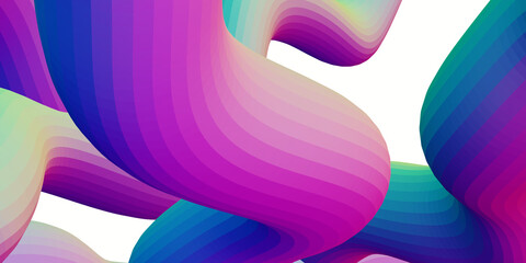 Rainbow holographic abstract wave line Trendy wave rubber line 3d rendering