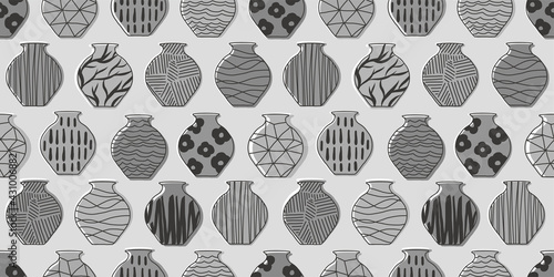 Vase Illustration Background Seamless Pattern Vector 壺のイラストパターン Wall Mural Tabosan